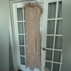 B. Smart Beige Sequin Prom Dress